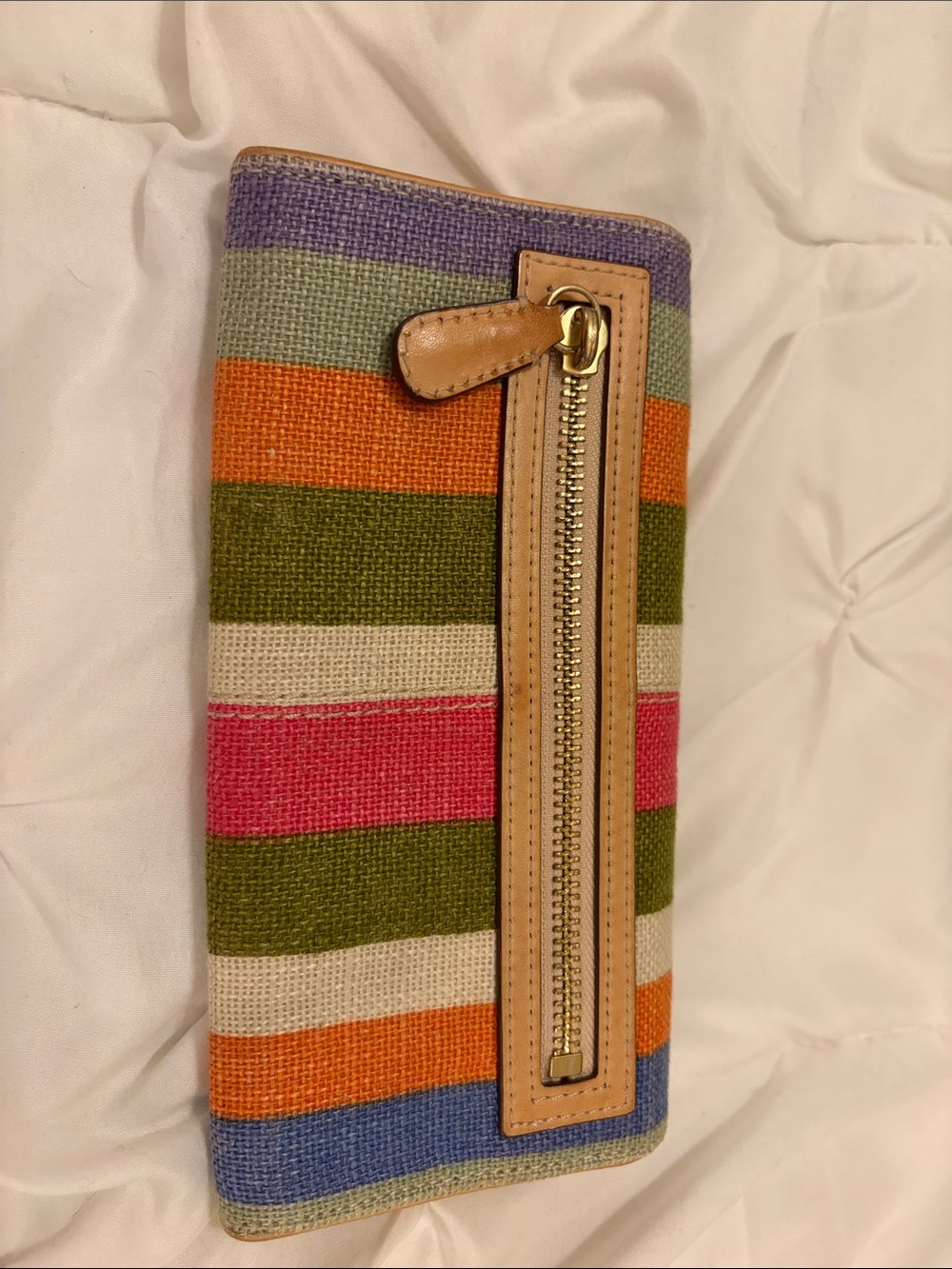 Coach 42567 Bonnie Hampton Legacy Multicolor Stripe Canvas & Leather Wallet Ret. - Picture 4 of 4